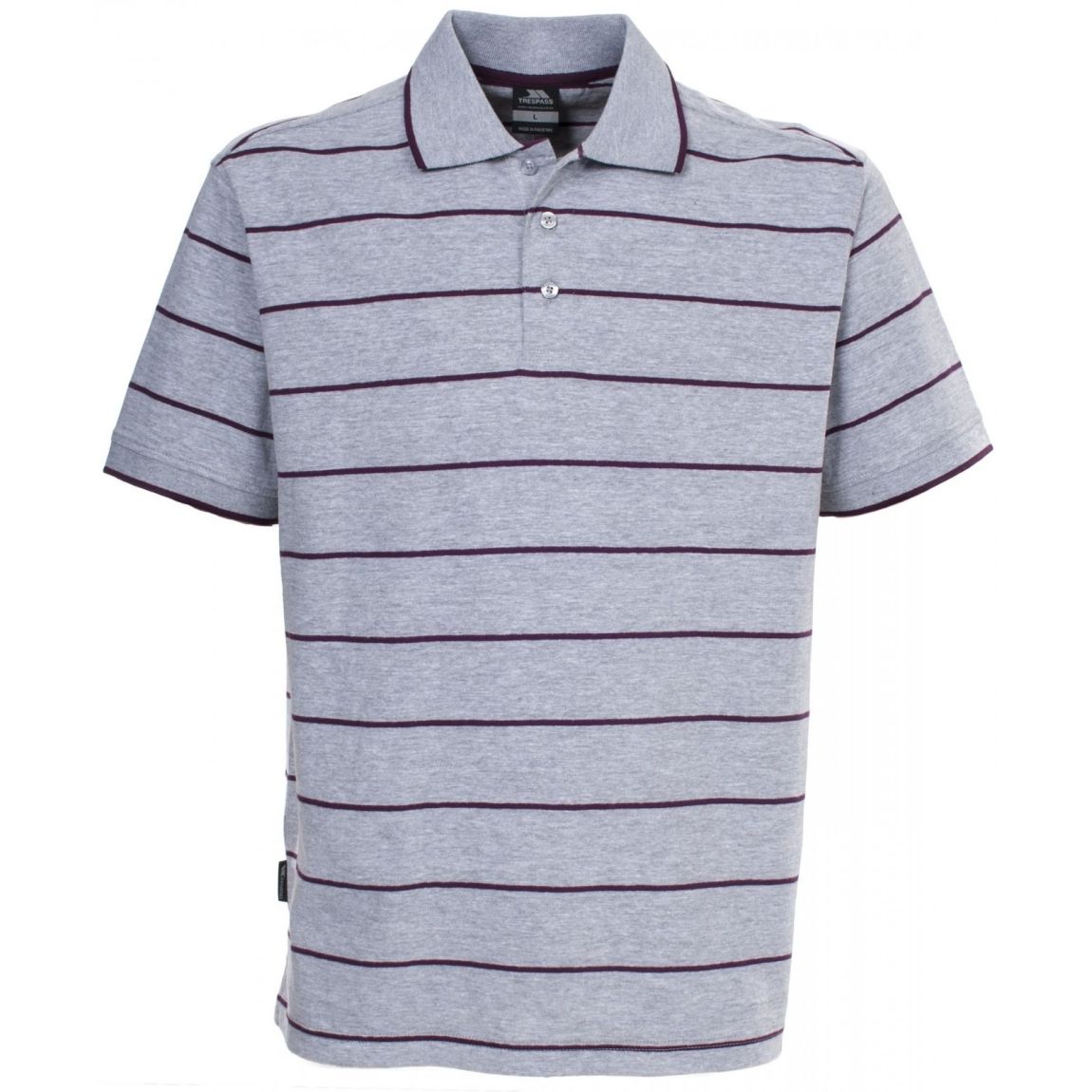 Mens Samani Short Sleeve Striped Polo Shirt Grey Marl main product photo