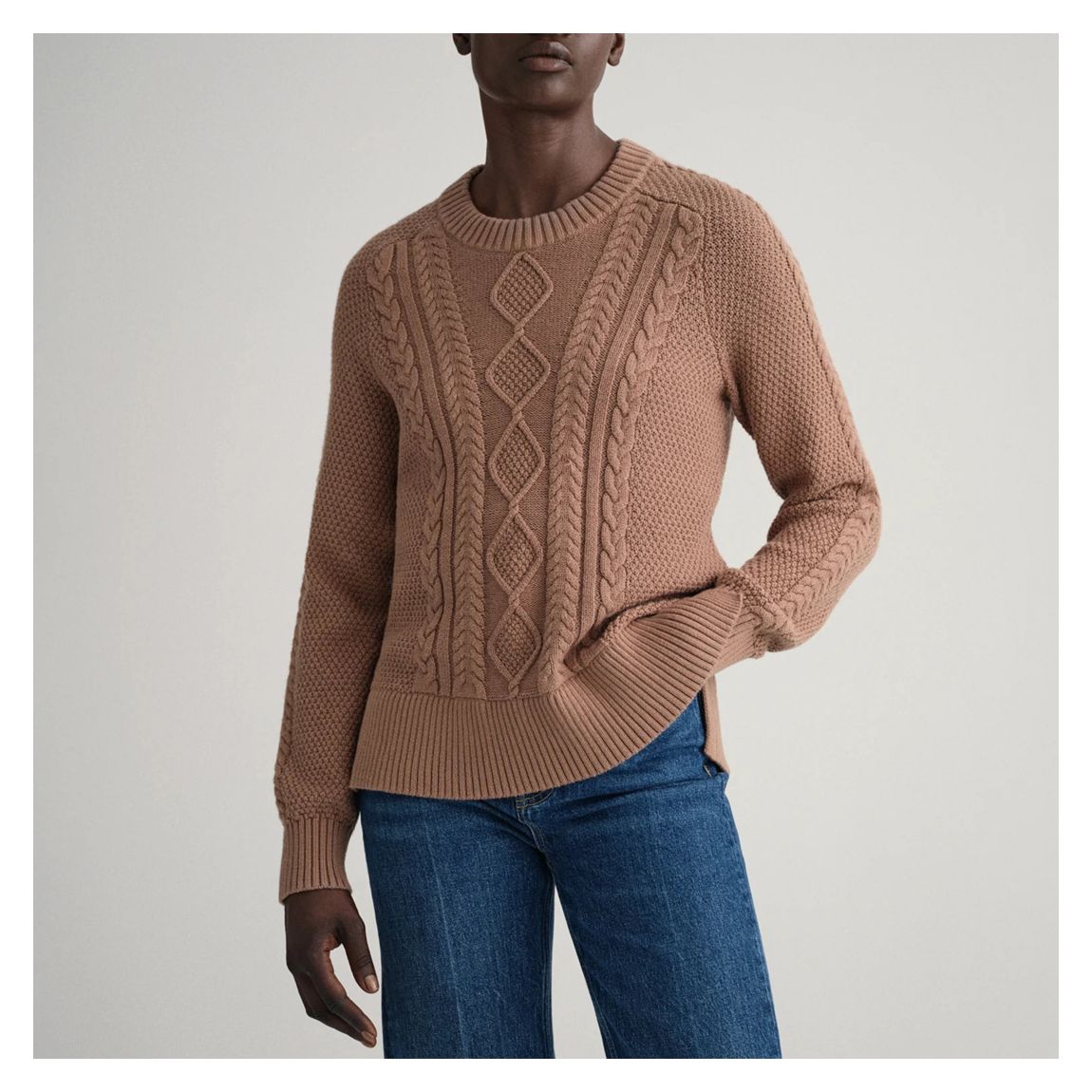 Tan Cable Knit Wool Blend Jumper main product photo