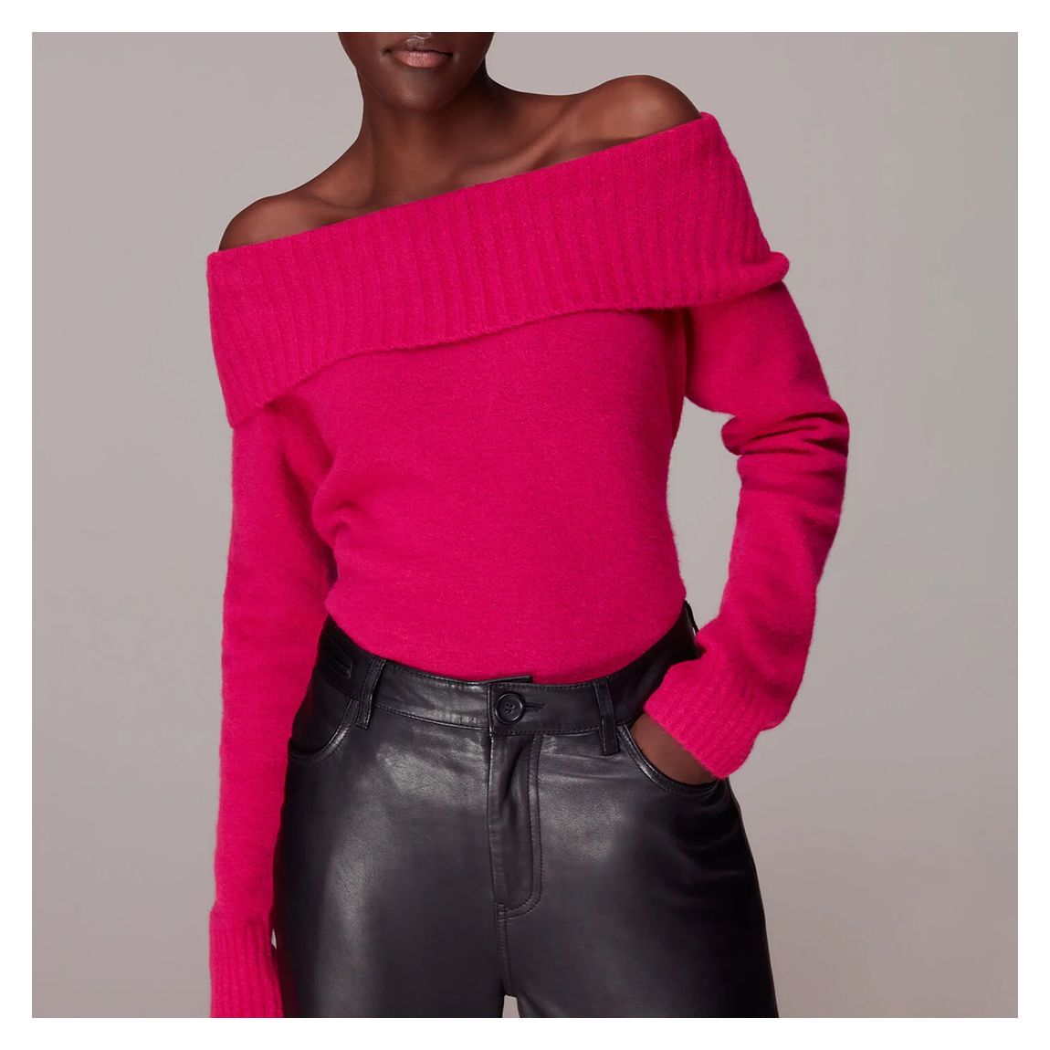 Pink Bardot Off Shoulder Jumper main product photo