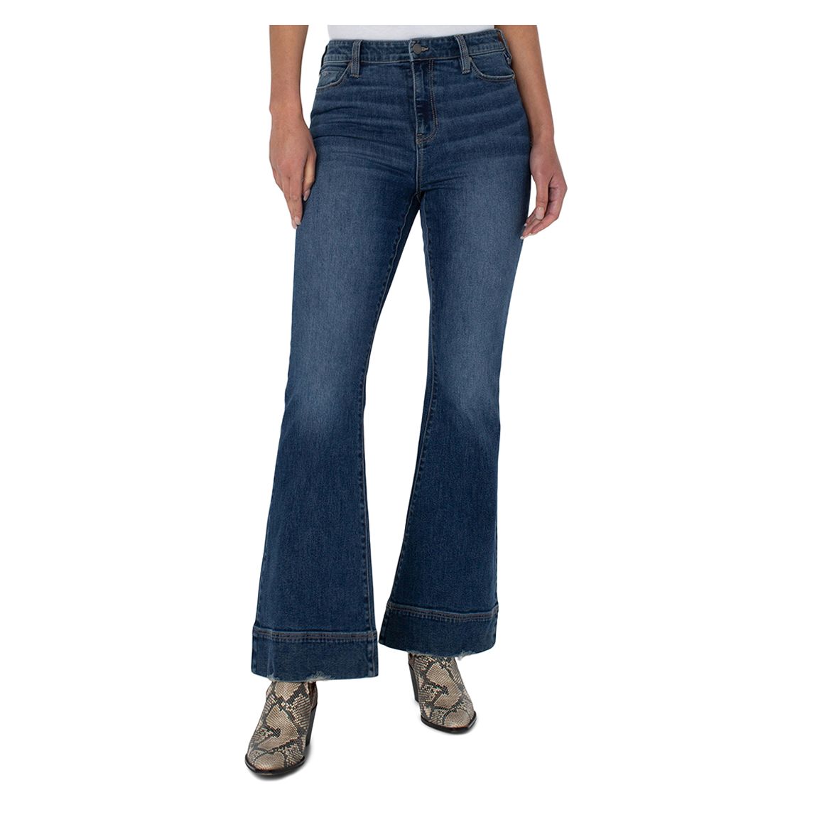 Mid Blue Flared Stretch Jeans main product photo