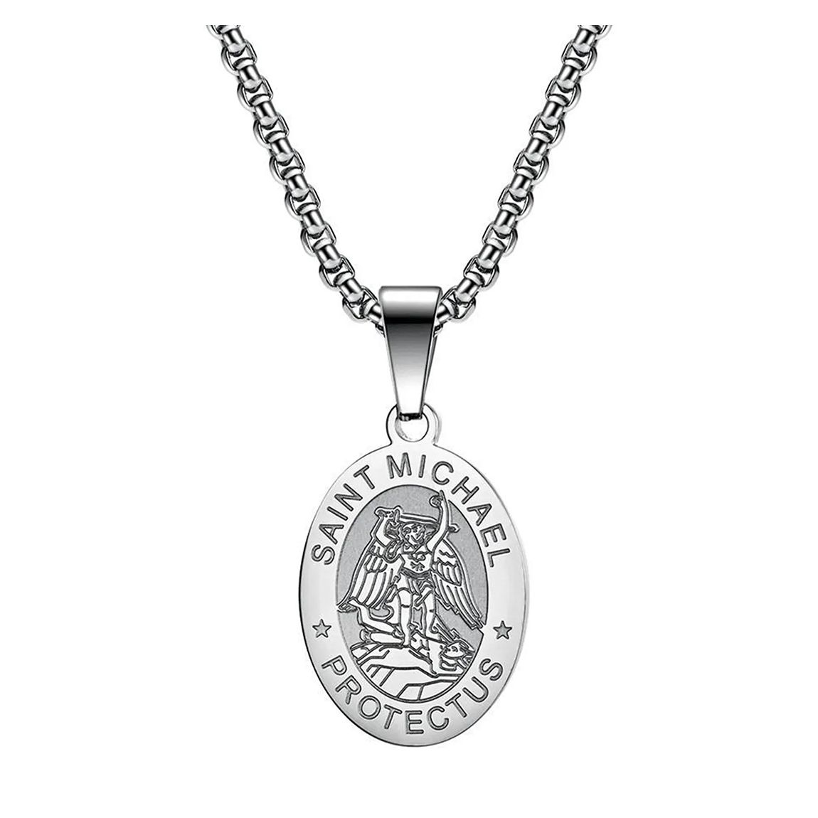 Silver Oval Religious Prayer Necklace main product photo