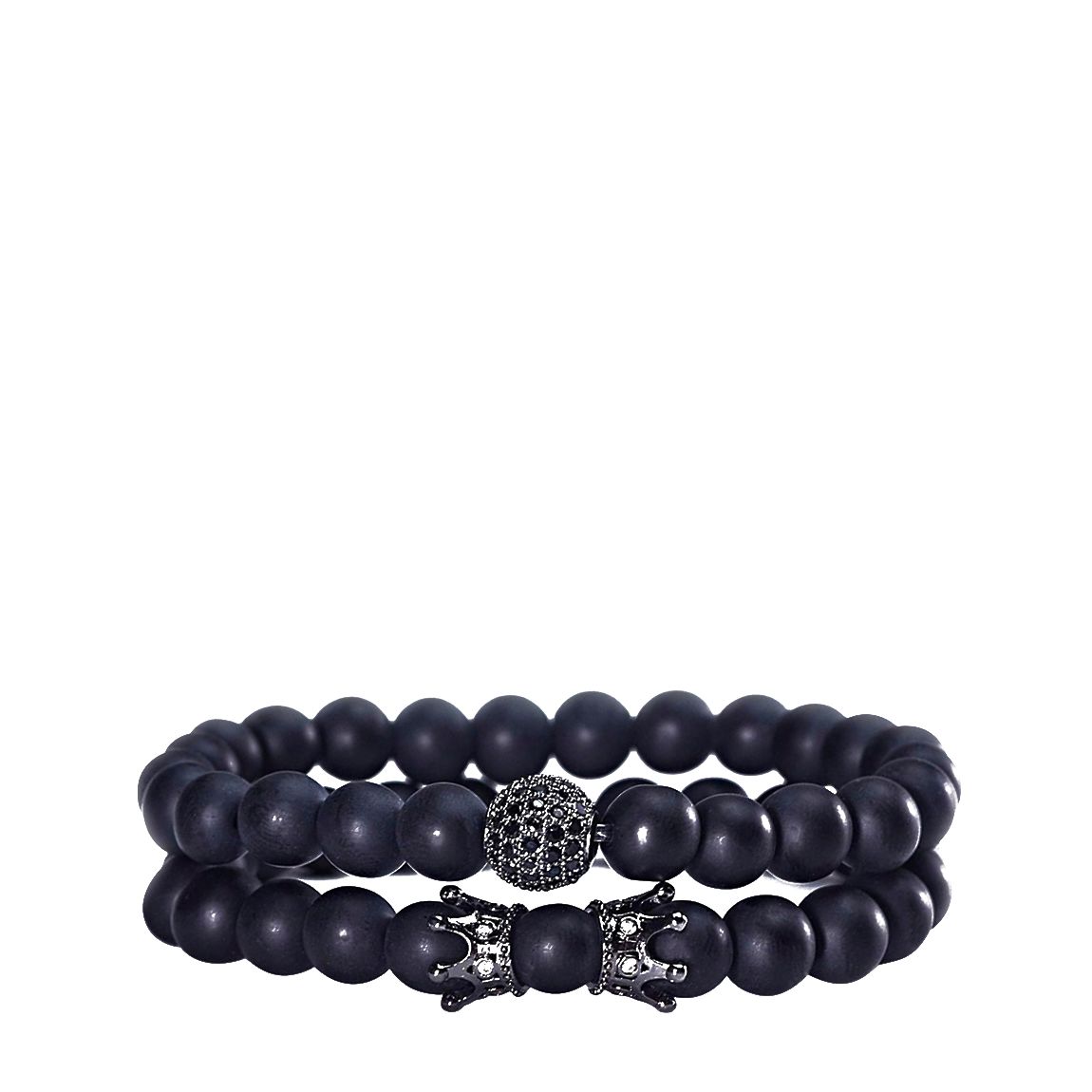 Matte Onyx & Blue Bead Adjustable Bracelet main product photo