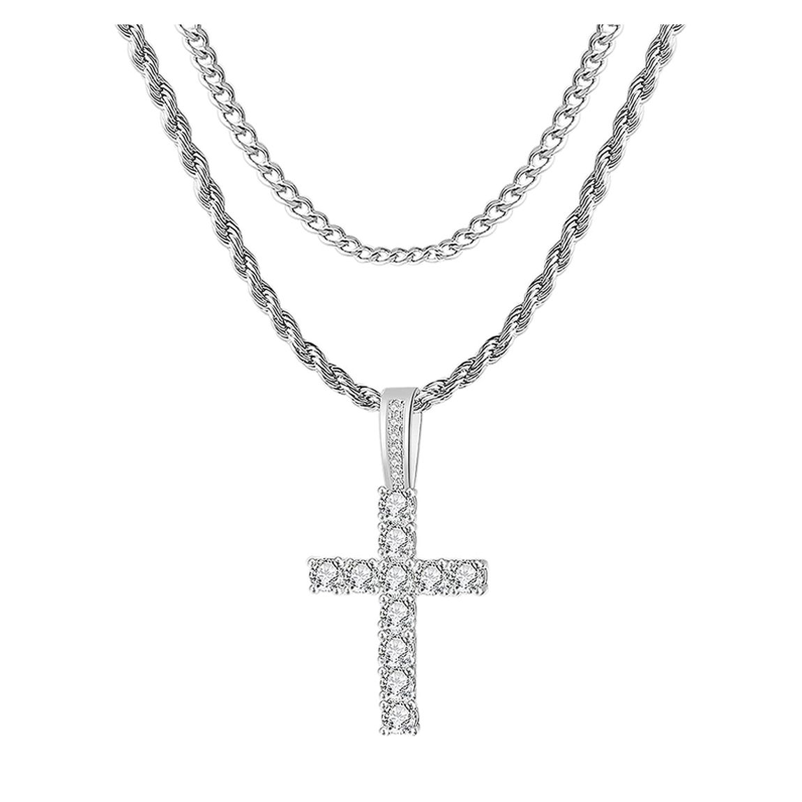 Silver Layer Cross Necklace main product photo