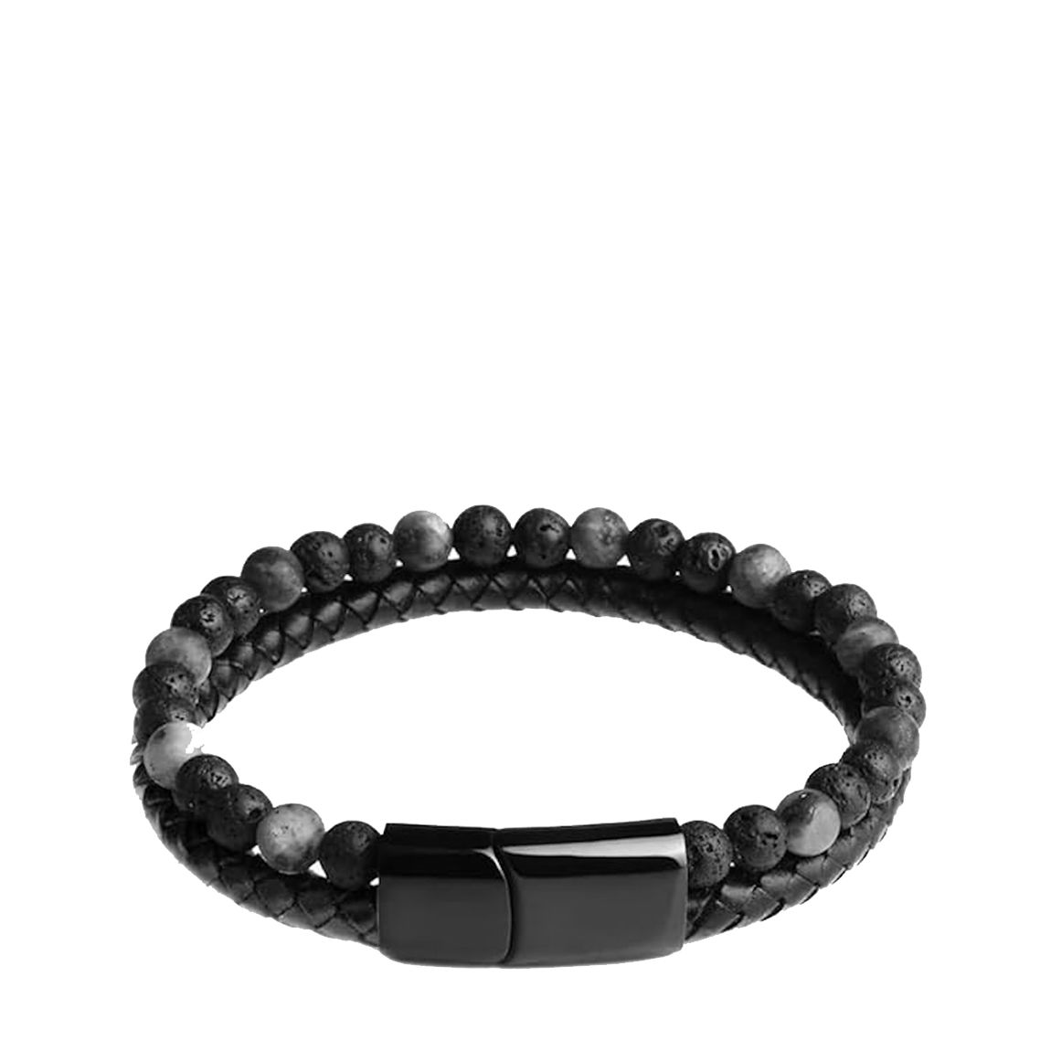Black Plated Labradorite Leather Bracelet main product photo