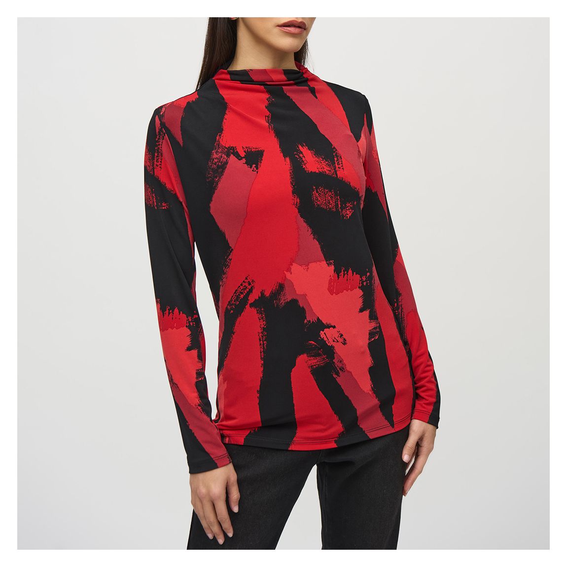 Black/Red Printed Cowl Neck Blouse main product photo