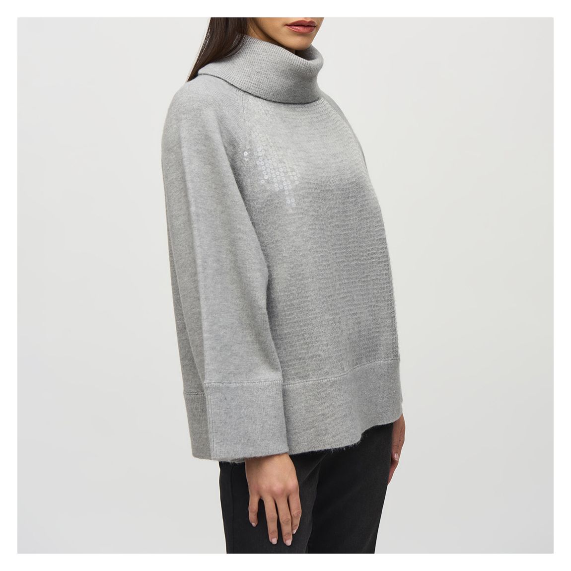 Grey Sequin Knit Roll Neck Jumper main product photo