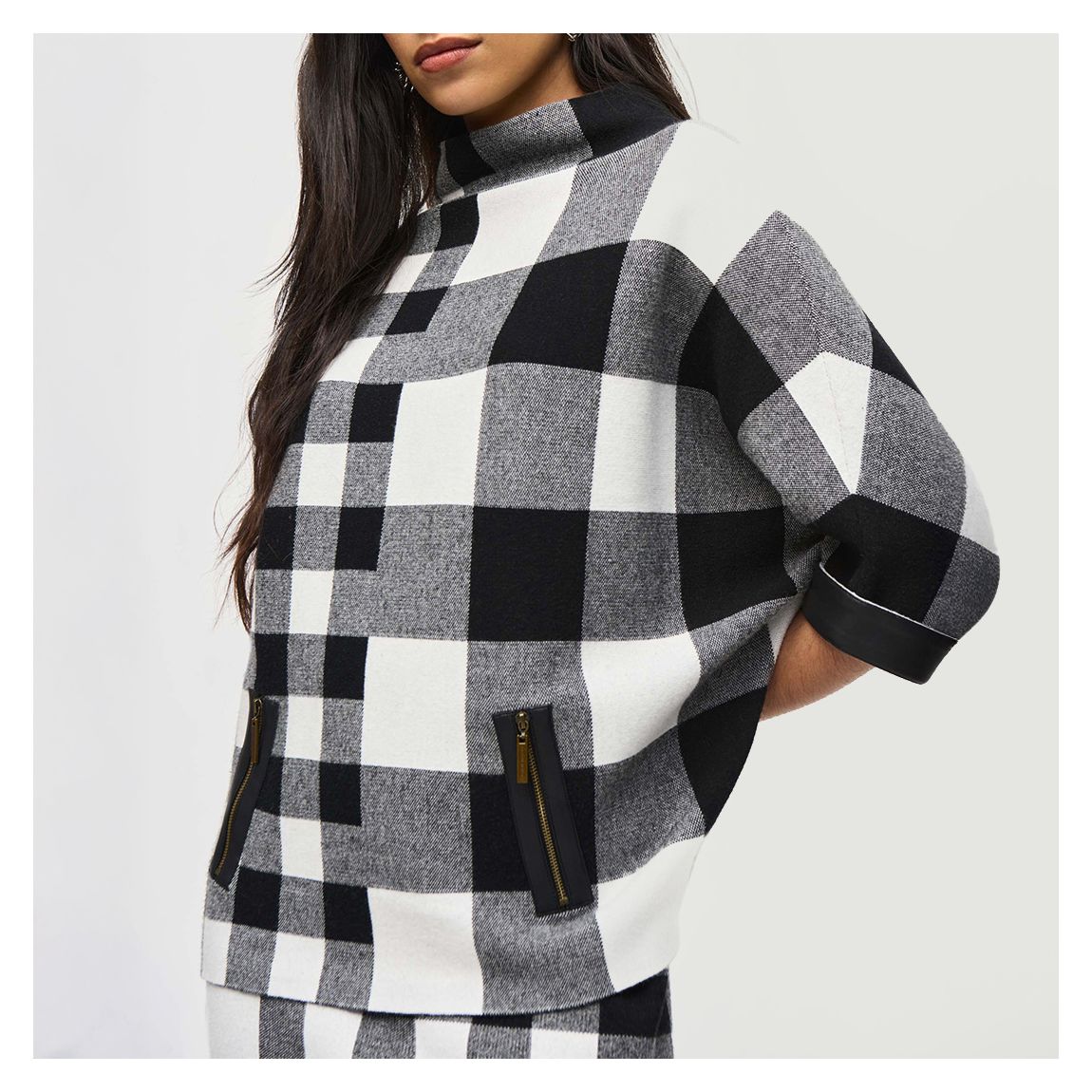 Black/White Gingham Mock Neck Jumper main product photo