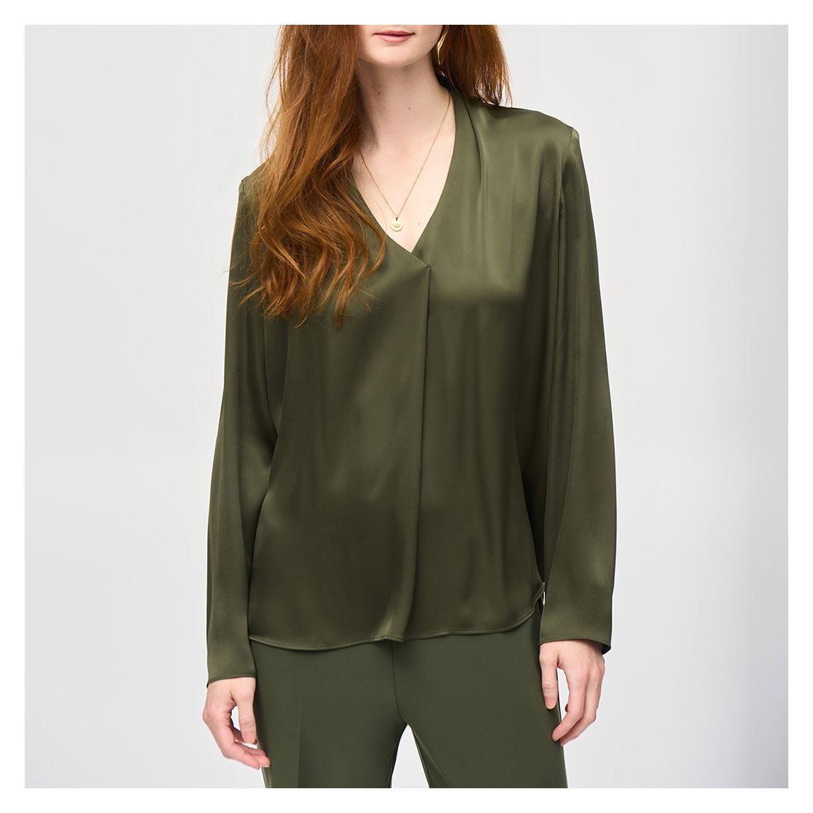 Khaki Layered V-Neck Blouse main product photo