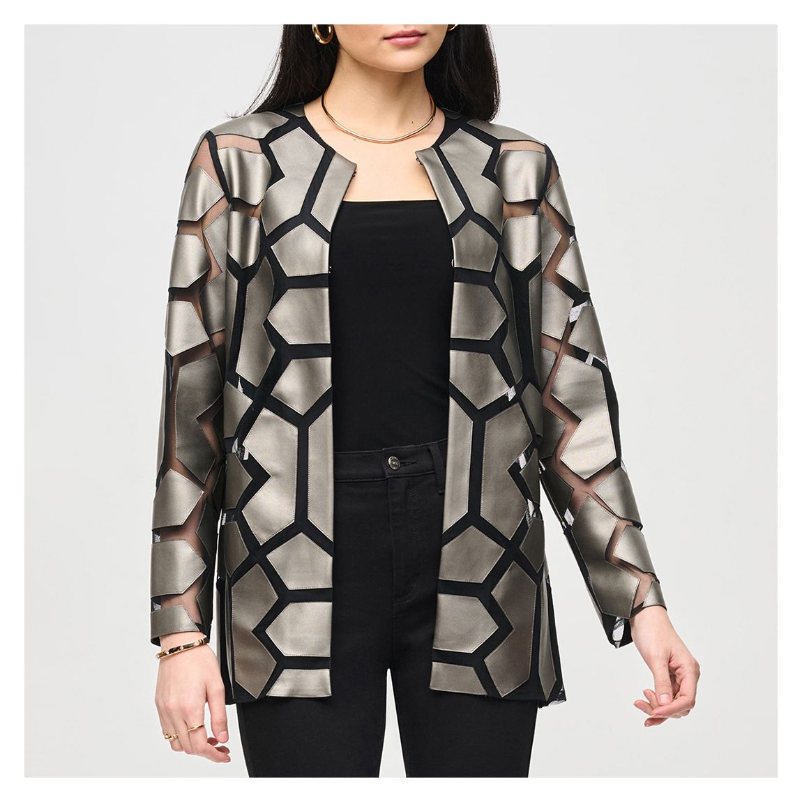 Gunmetal Metallic Printed Jacket main product photo