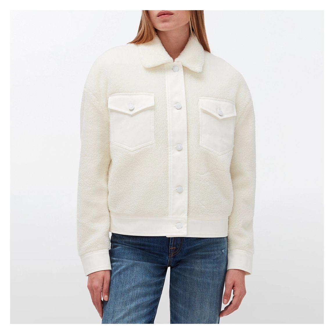 White Wool Blend Sherpa Jacket main product photo