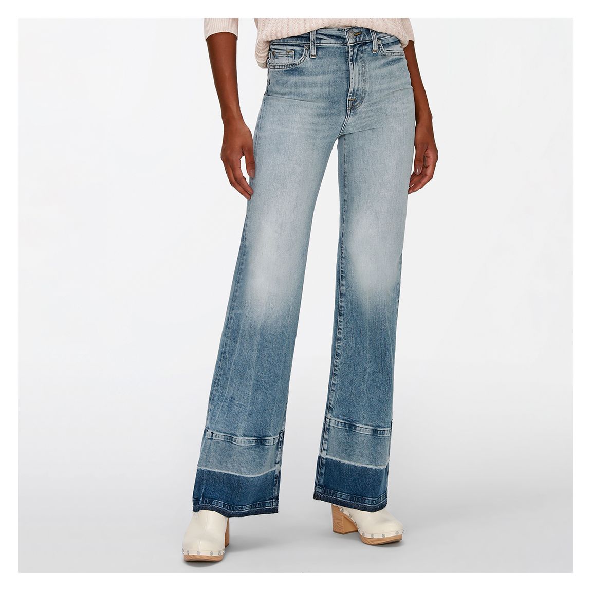 Light Blue Dojo Wide Leg Stretch Jeans main product photo