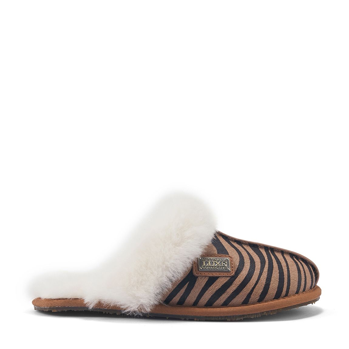 Zebra Closed Mule Satin Slippers main product photo