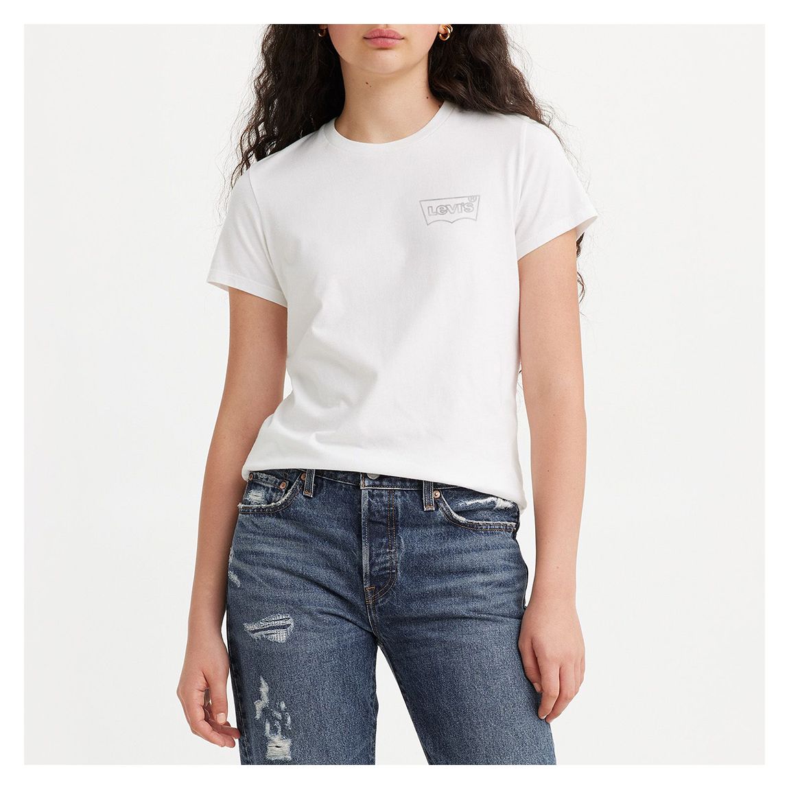 White Shimmer Logo Cotton T-Shirt main product photo