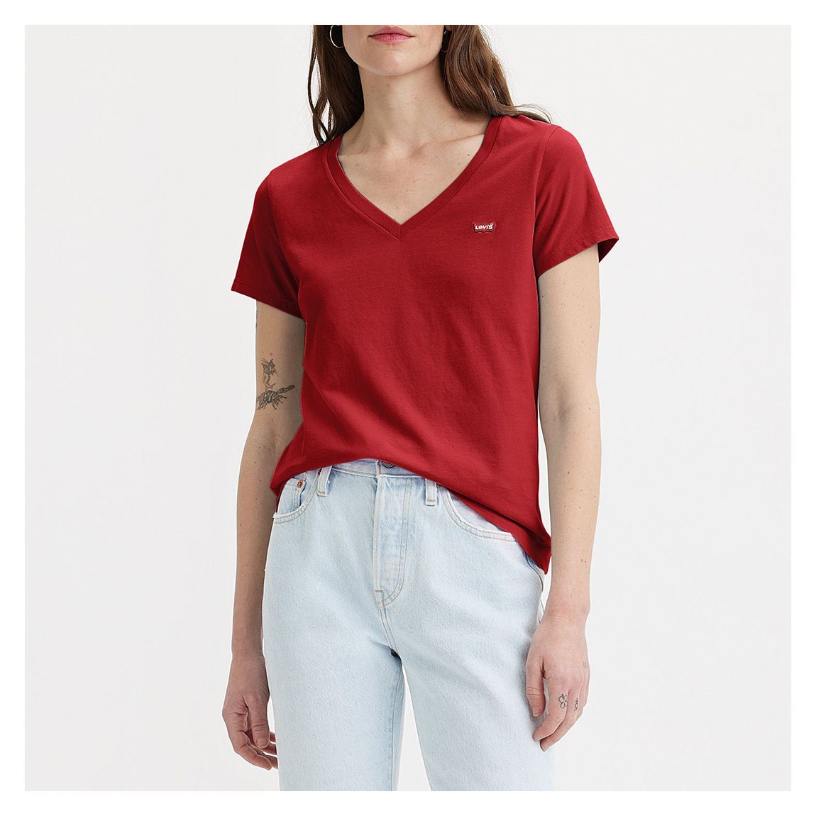 Red V-Neck Cotton T-Shirt main product photo