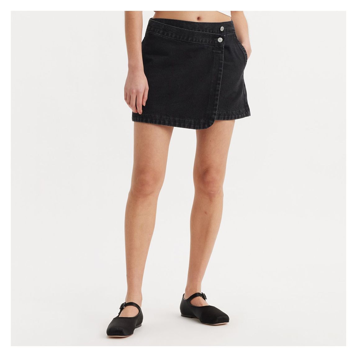Black Wrap Denim Mini Skirt main product photo