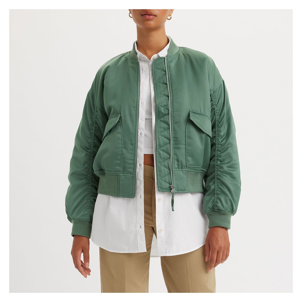 Sage Andy Crop Bomber Jacket main product photo