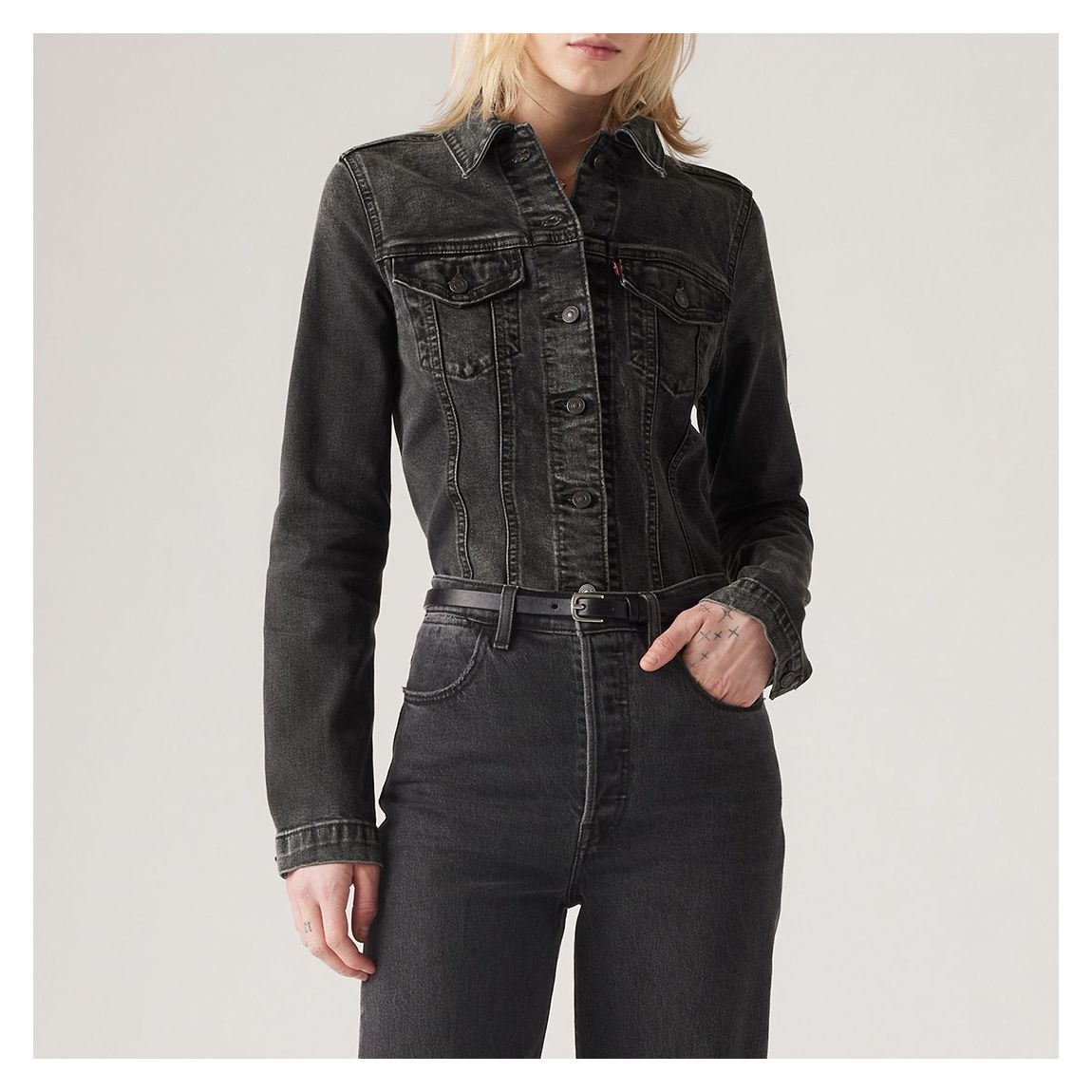 Black Tailored Slim Denim Shirt main product photo