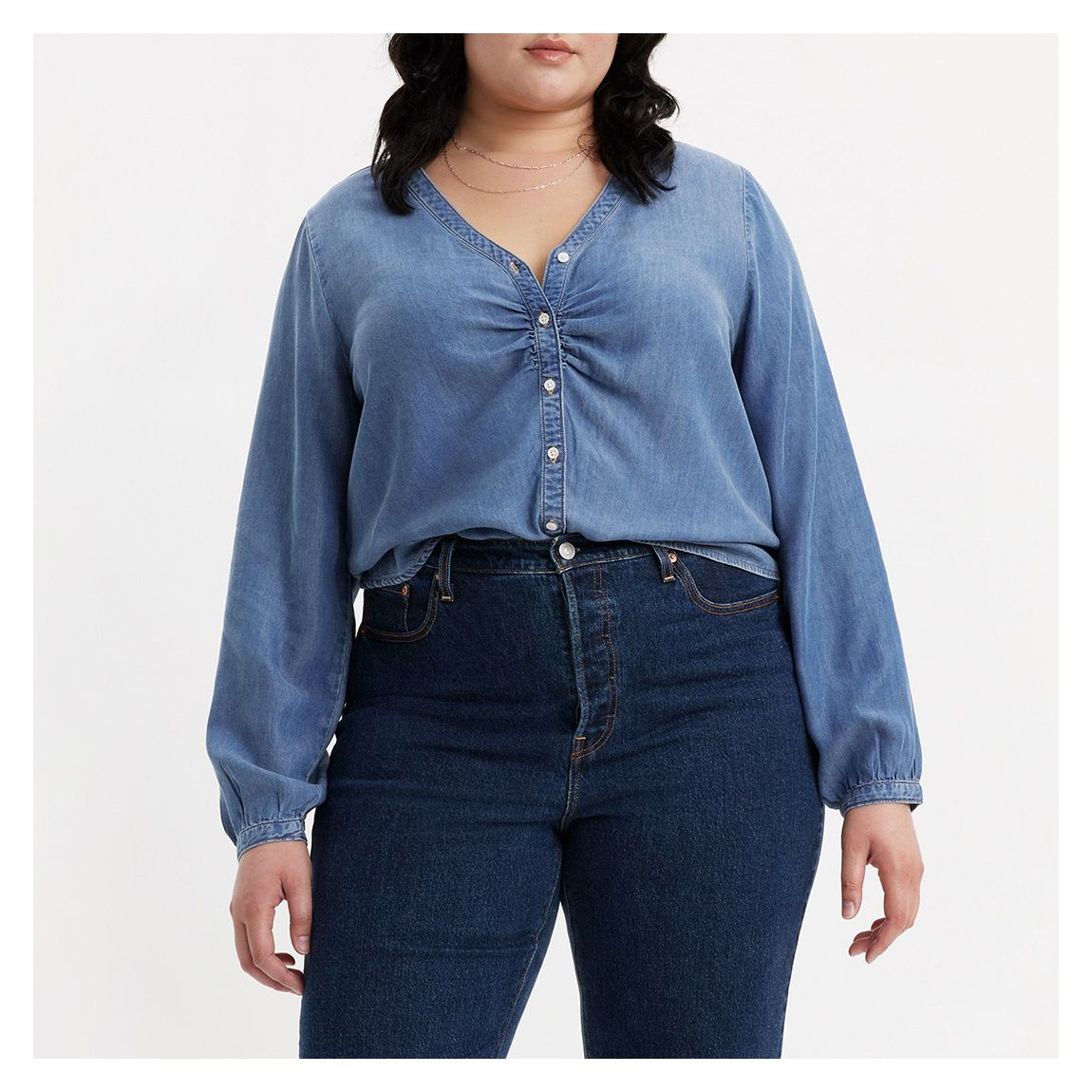 Plus Blue Zenda Denim Blouse main product photo