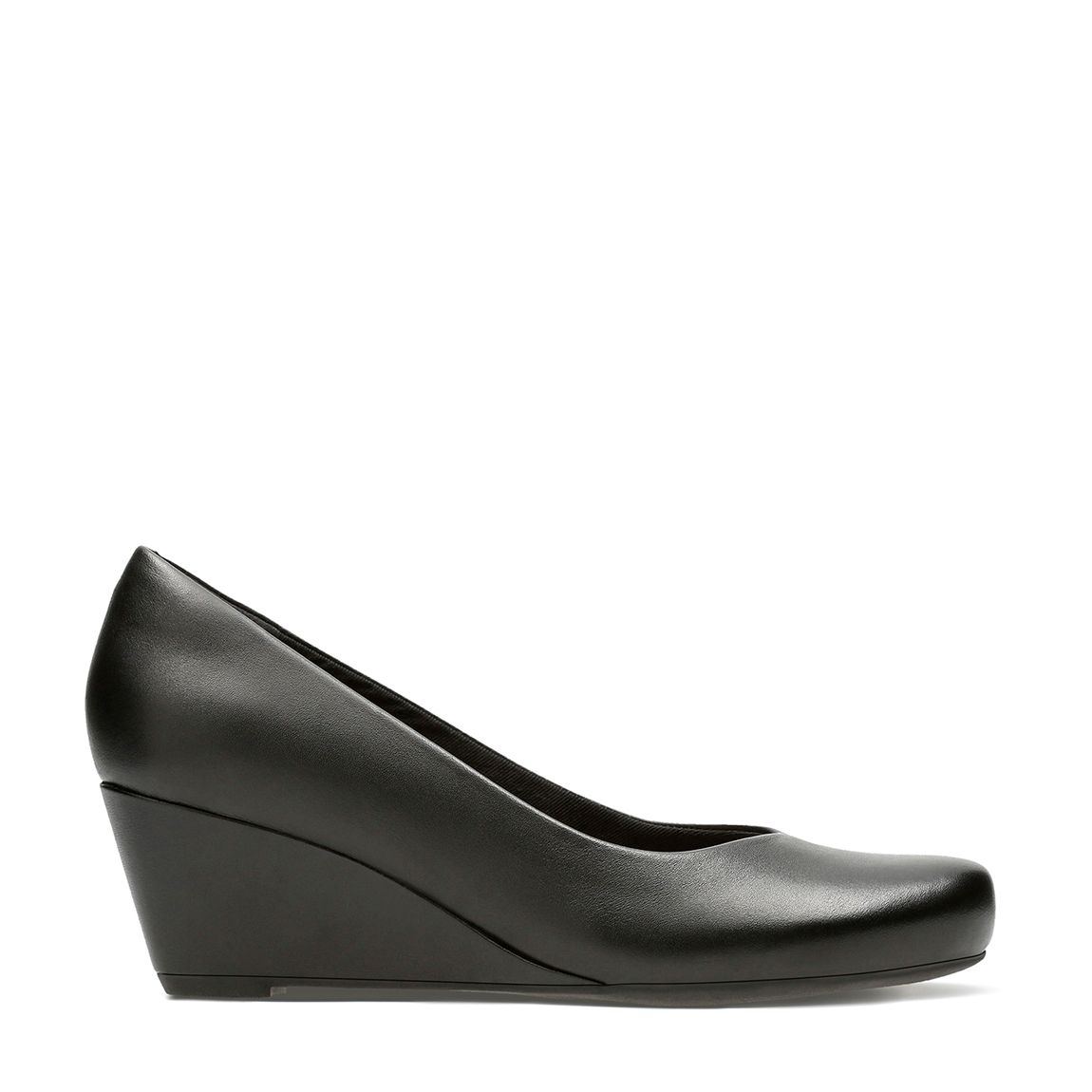 Black Flores Tulip Leather Wedge Pump main product photo
