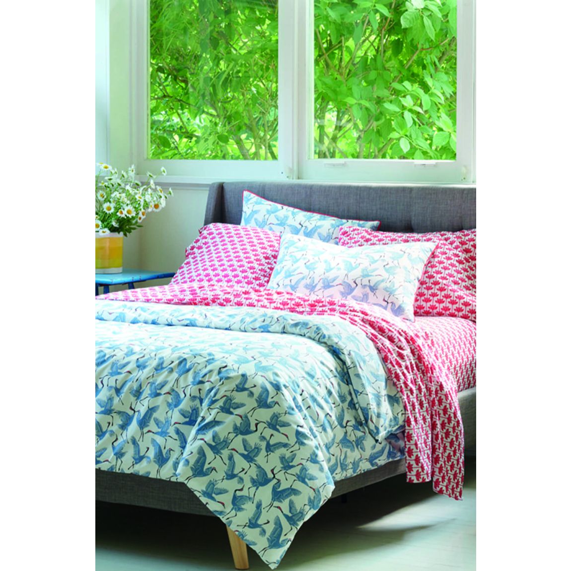 Family of Cranes & Long Stem Lotus Bedding Set Double main product photo