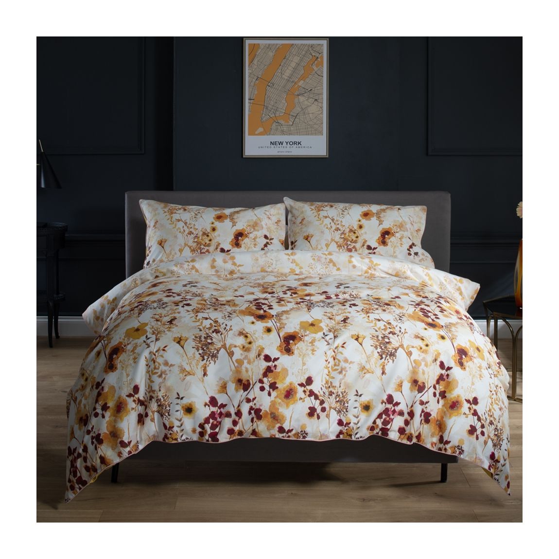 The Lyndon Company Watercolour Floral Spice Duvet Cover Set Spice Single main product photo