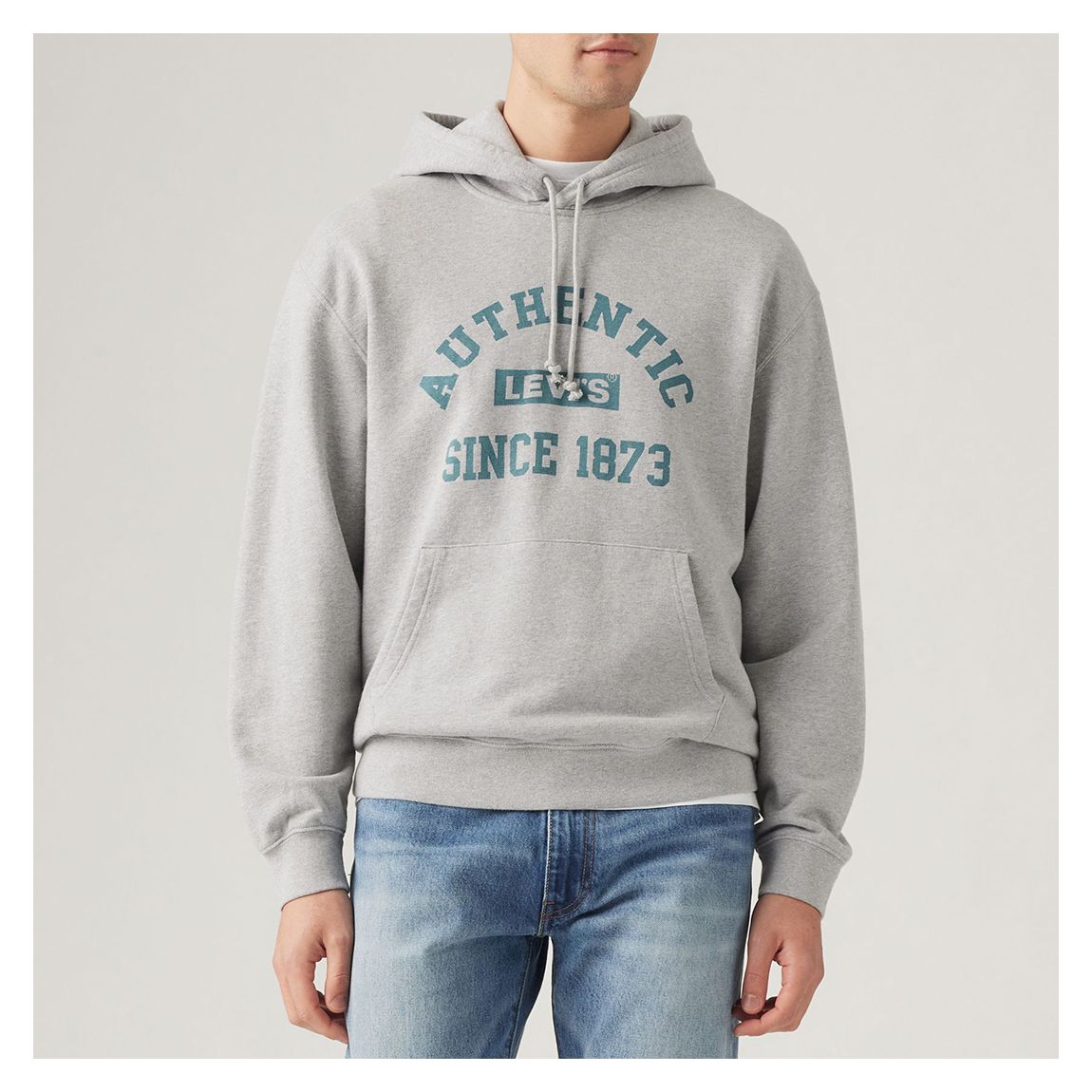 Grey Relaxed Logo Cotton Hoodie main product photo