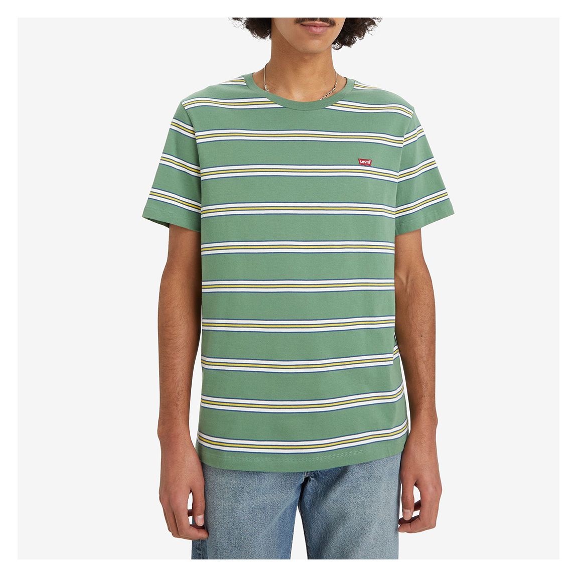 Green and White Stripe Varsity Stripe T-Shirt main product photo