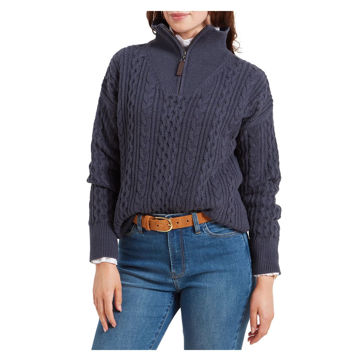 Navy Settle Wool Blend Quarter-Zip main product photo
