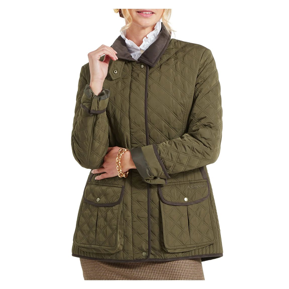 Olive Diamond-Quilted Jacket main product photo