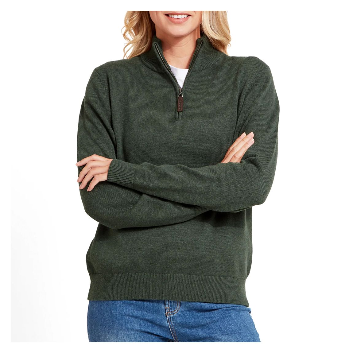 Dark Green Wool Blend Pateley Quarter-Zip main product photo