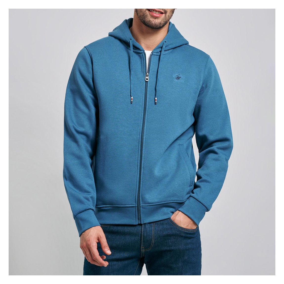 Blue Embroidered Full Zip Hoodie main product photo
