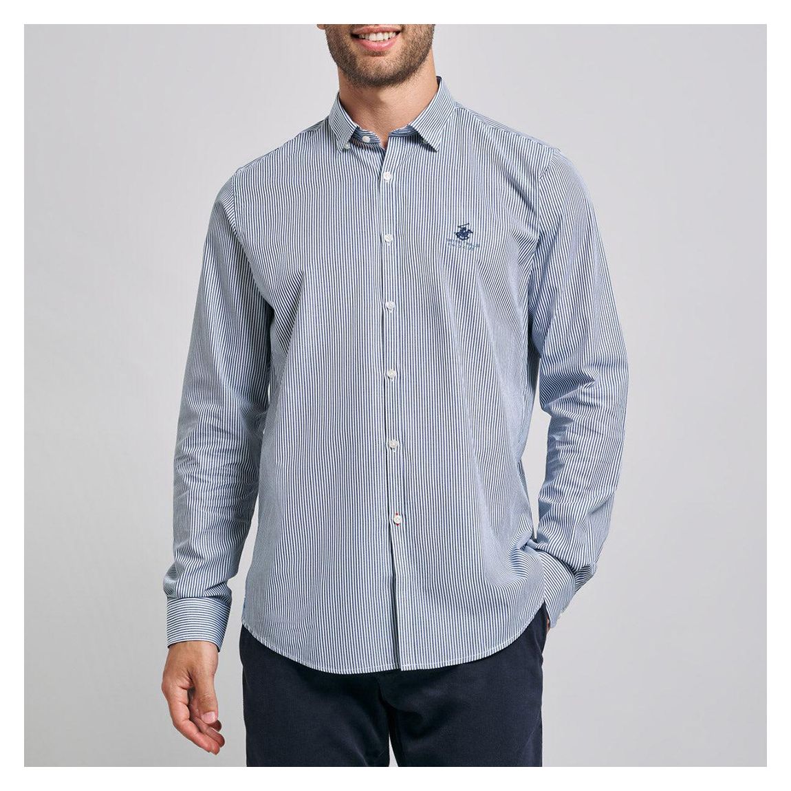 Dark Blue Pinstripe Buttoned Shirt main product photo