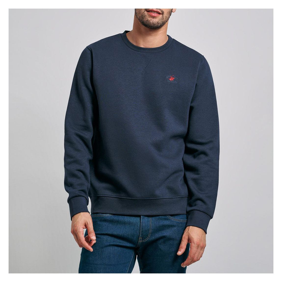 Navy Crew Neck Cotton Blend Sweatshirt main product photo