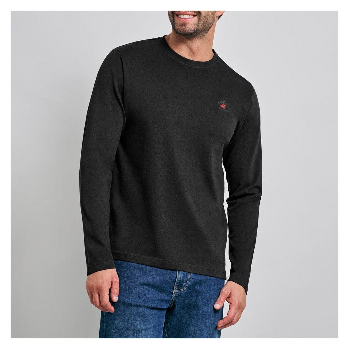 Black Long Sleeve Crew Cotton T-Shirt main product photo