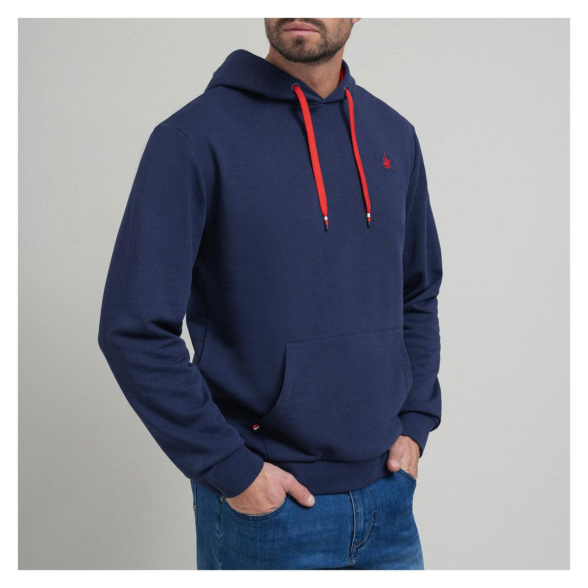 Navy Embroidered Drawstring Hoodie main product photo