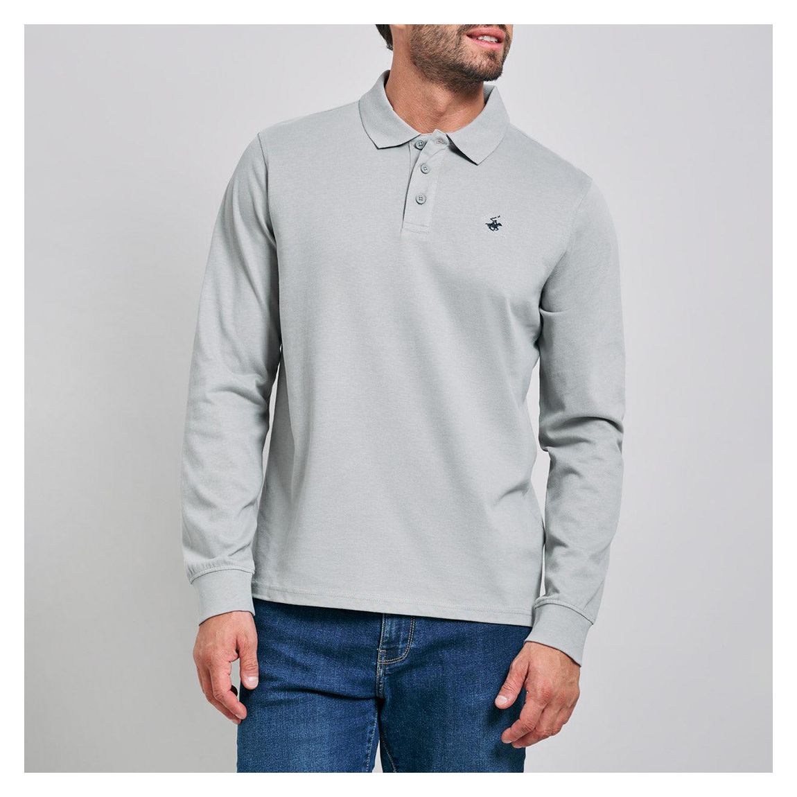 Grey Long Sleeve Polo Shirt main product photo