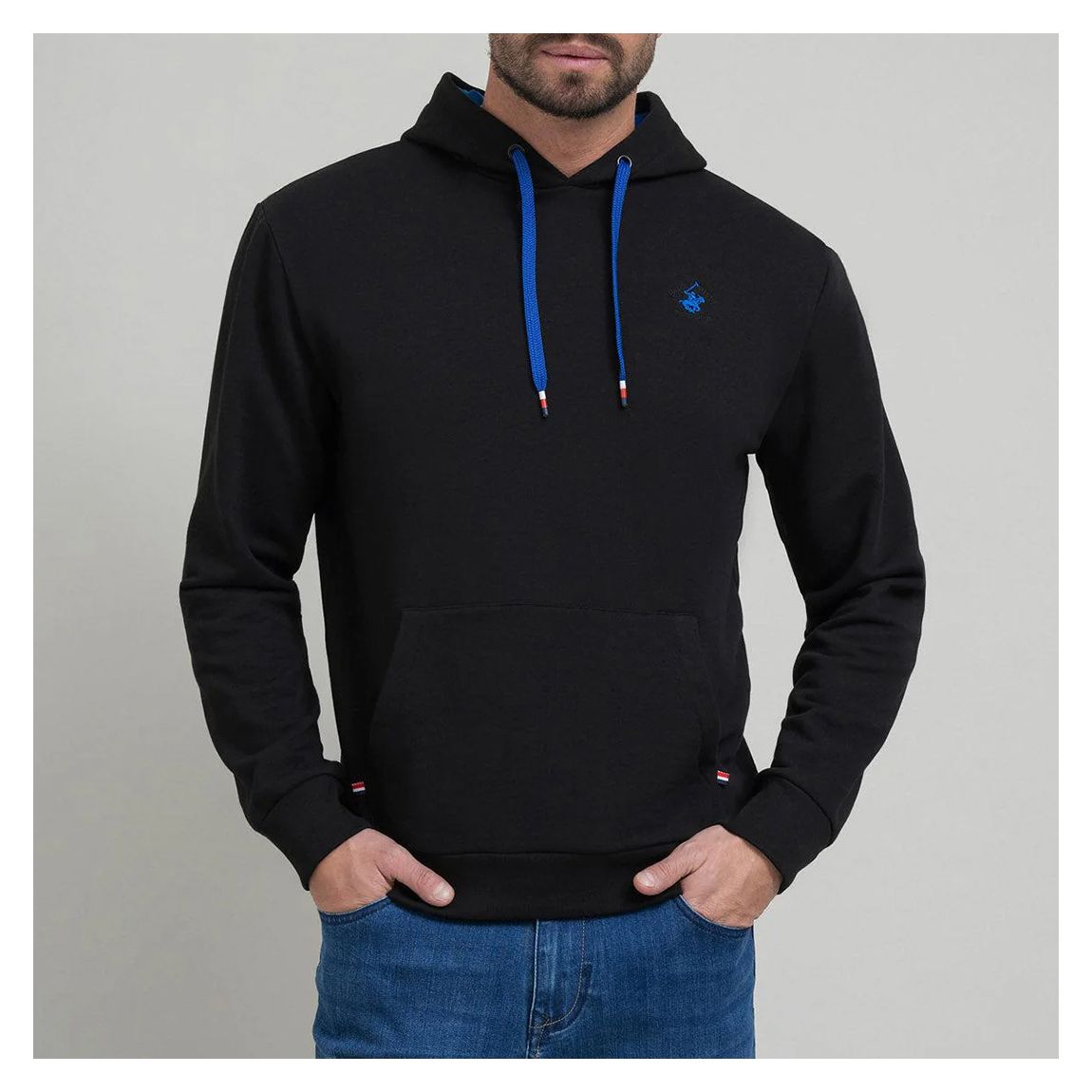 Black Embroidered Drawstring Hoodie main product photo