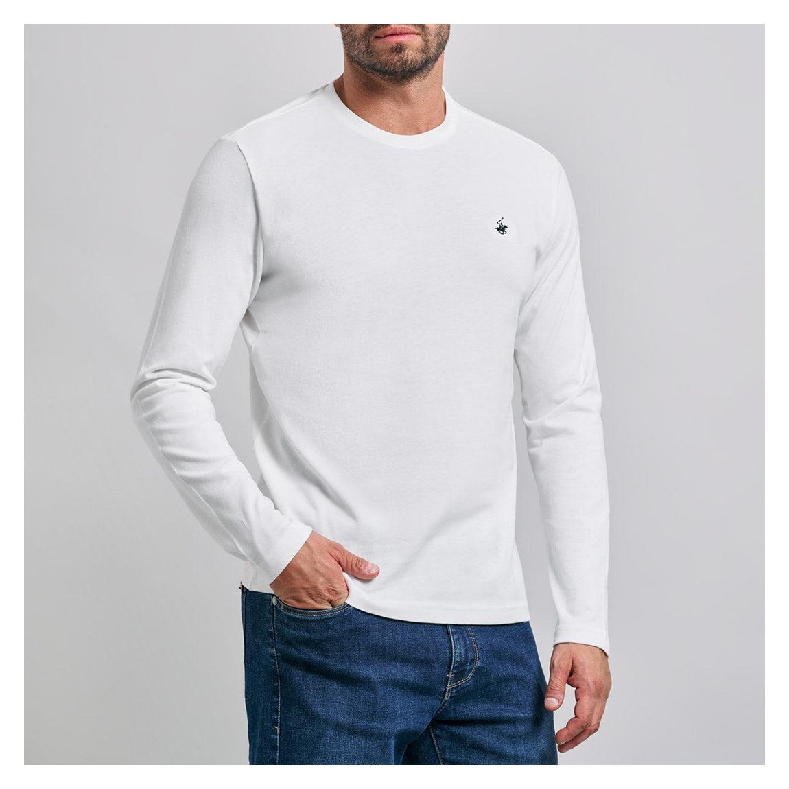 White Long Sleeve Crew Cotton T-Shirt main product photo