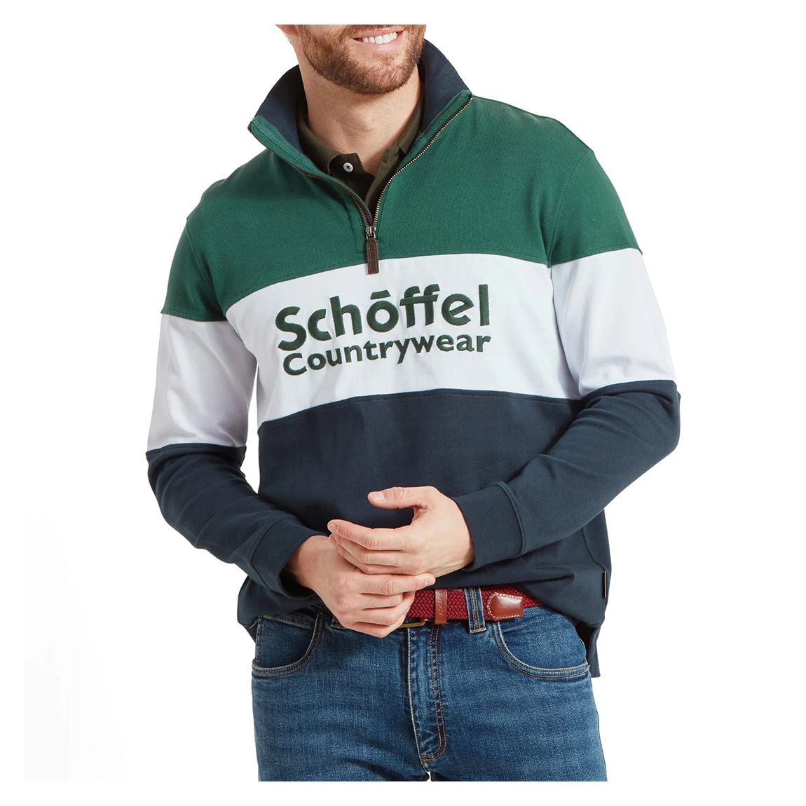 Green/Navy Heritage Cotton Quarter-Zip main product photo