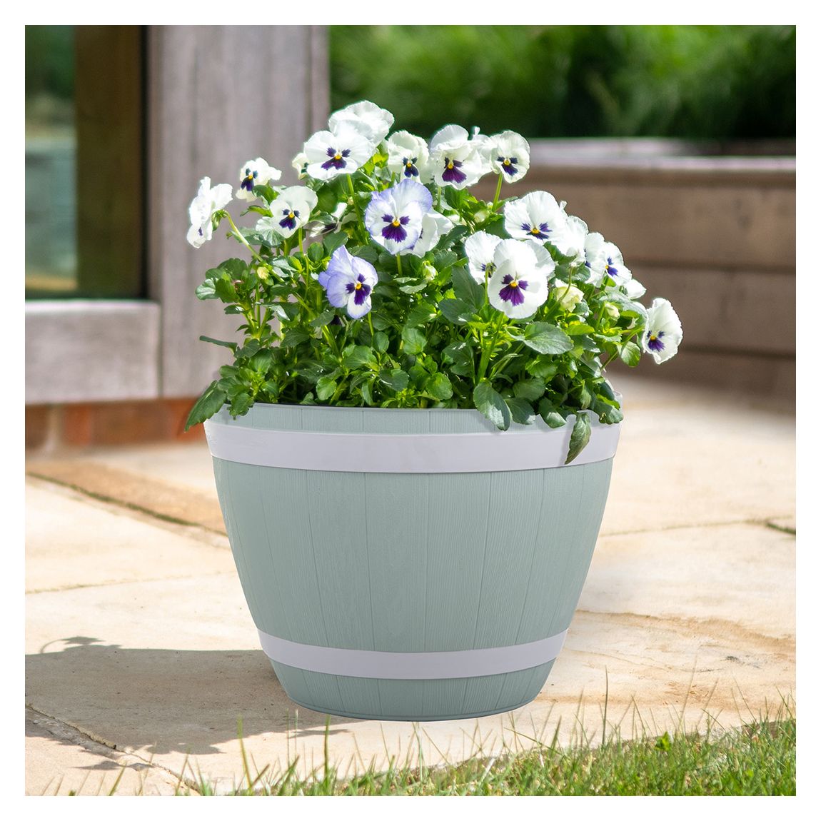 38cm Barrel Planter - Sage Green main product photo