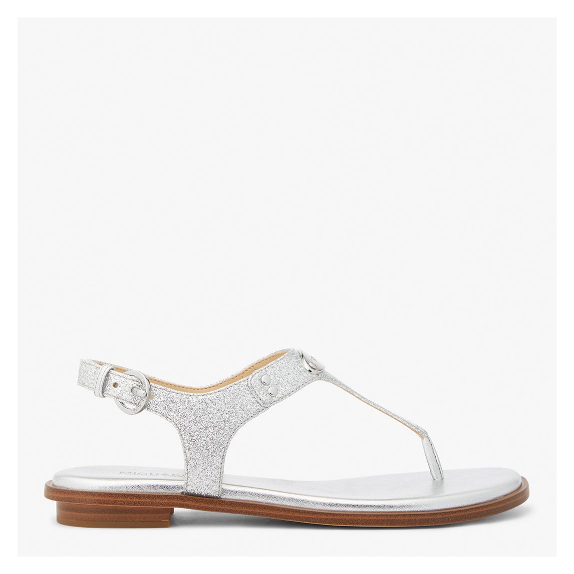 Silver MK Plate Thong Flat Sandal main product photo