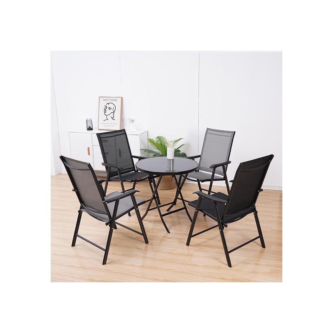 Foldable Metal Table with Fabric Foldable Chairs main product photo