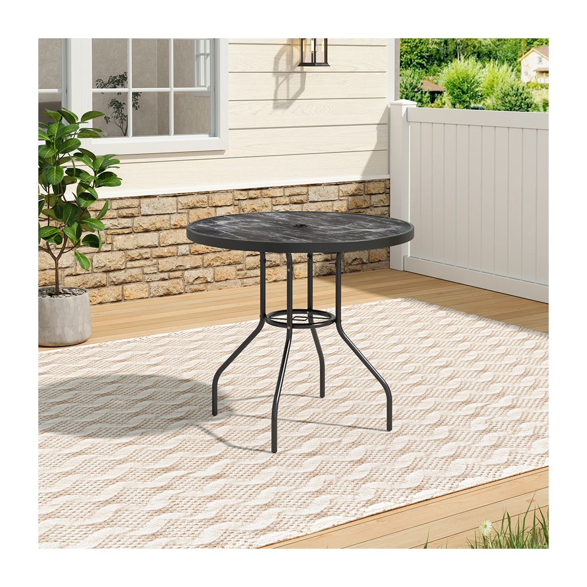 Garden Tempered Glass Marble Coffee Table main product photo