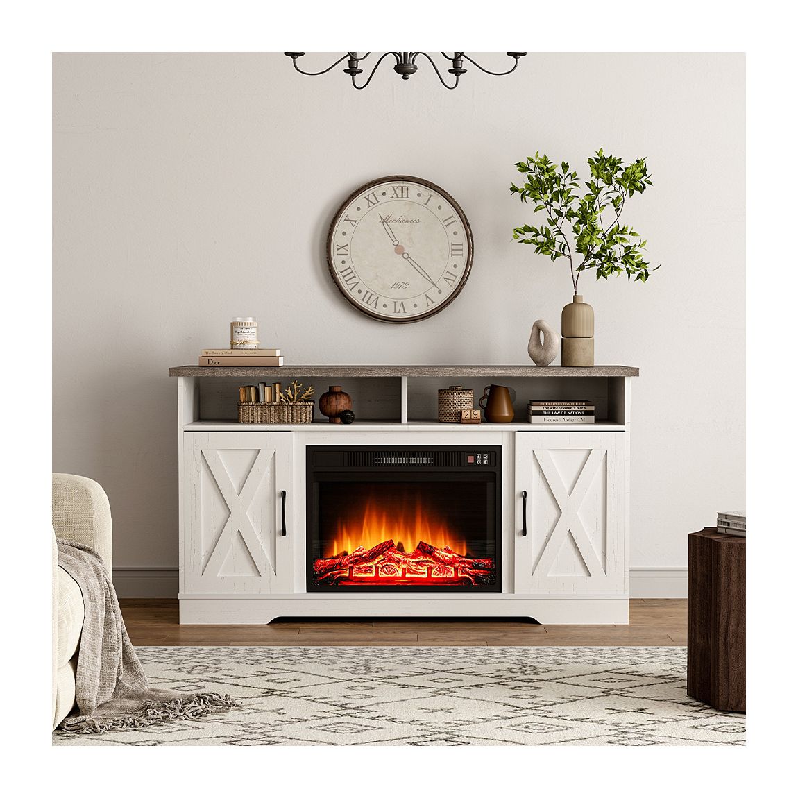 Recessed Electric Fireplace TV Stand with Timer and Remote main product photo