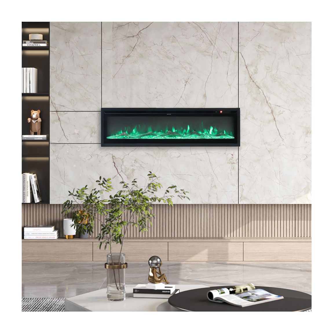 60 Inch Electric Fireplace with Remote 12 Flame Colors 1500W main product photo