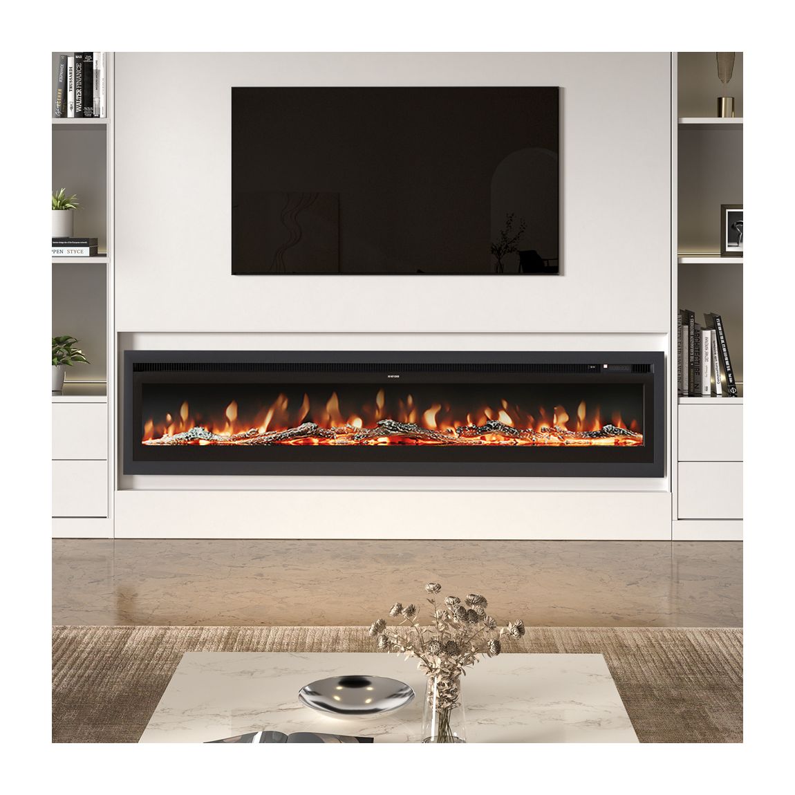 80 Inch Electric Fireplace with Remote 12 Flame Colours 1800W main product photo
