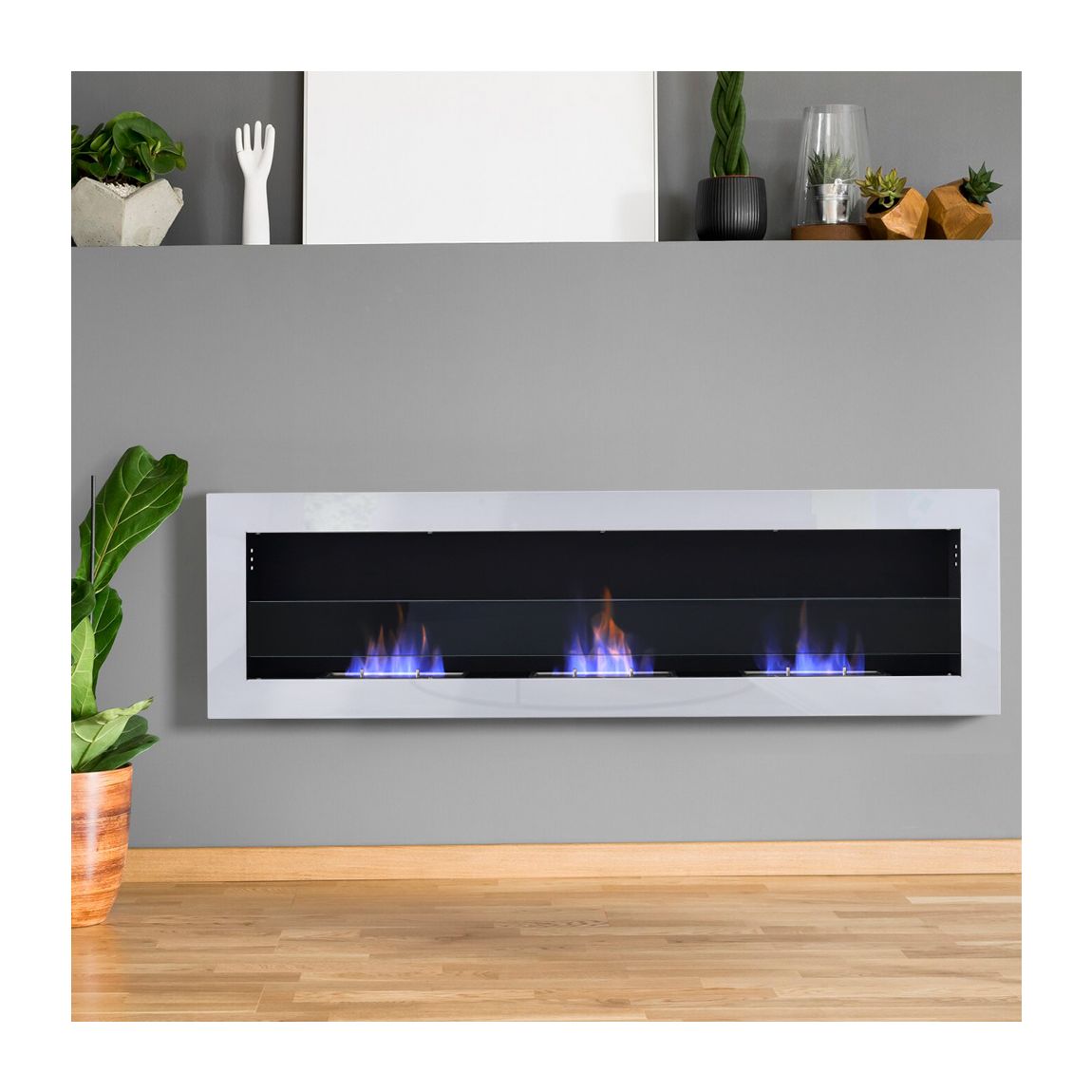 Recessed and Wall Mount Ethanol Fireplace, Adjustable Flame main product photo