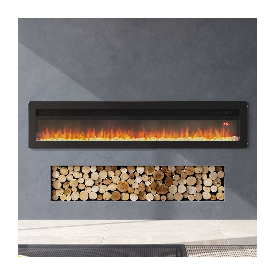Electric Fireplace with Adjustable Flames, Wall Mounted or Freestanding main product photo