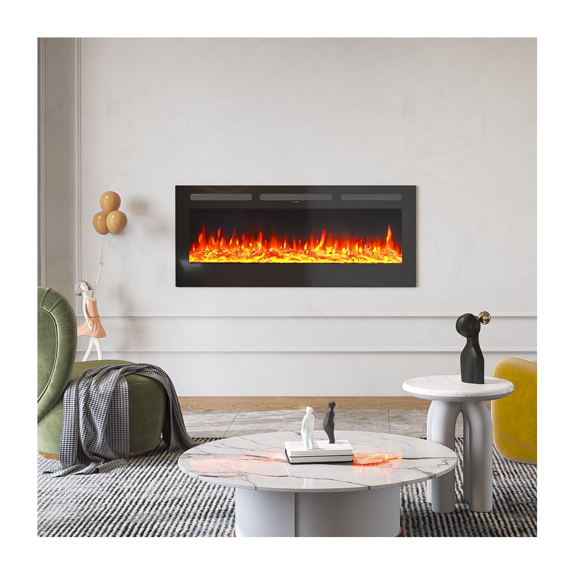 Recessed/Wall Mounted Electric Fireplace Adjustable Flame with Remote main product photo