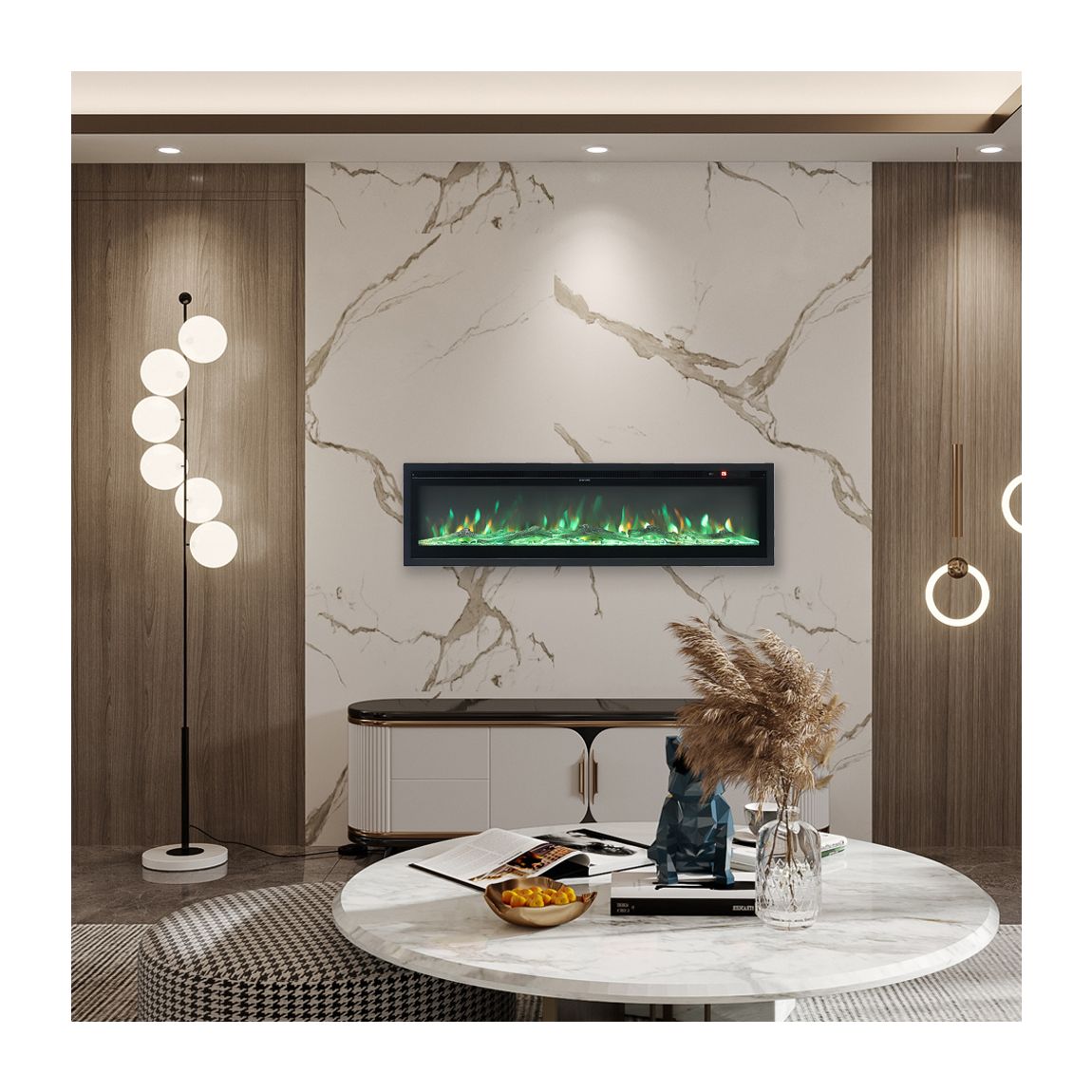 50 Inch Electric Fireplace with Remote 12 Flame Colors 1500W main product photo